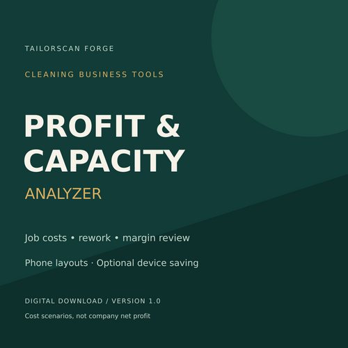 Cleaning Profit and Capacity Analyzer digital download: job costs, rework and margin review
