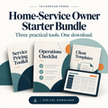Home-Service Owner Starter Bundle — illustrated digital download cover; artwork is conceptual