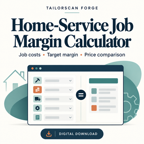 Home-Service Job Margin Calculator — illustrated digital download cover; artwork is conceptual